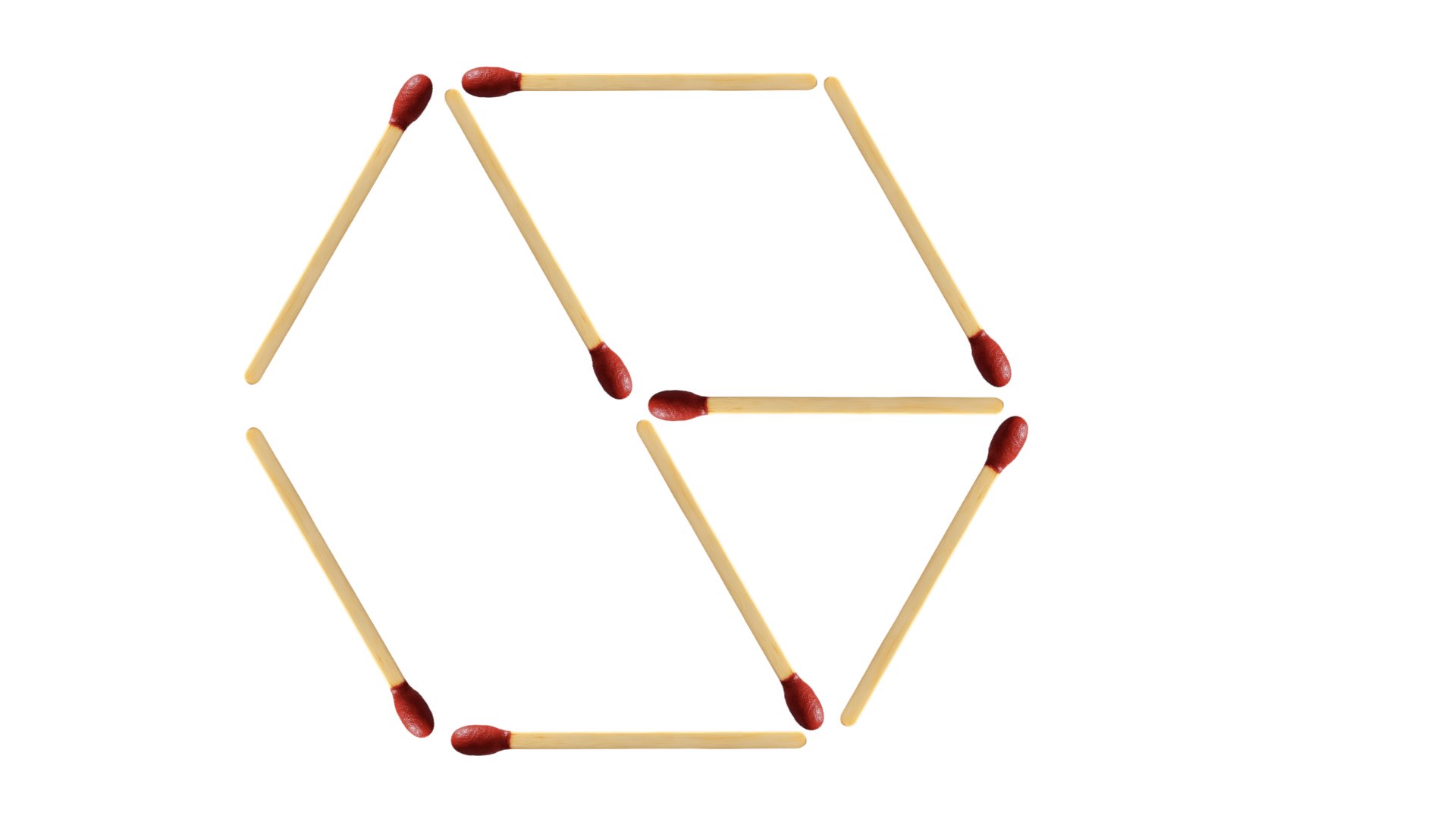 חידת גפרורים בה נדרשים ליצור 4 משולשים שווצי צלעות